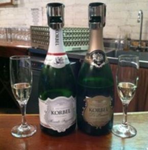 Korbel bottles and glasses photo